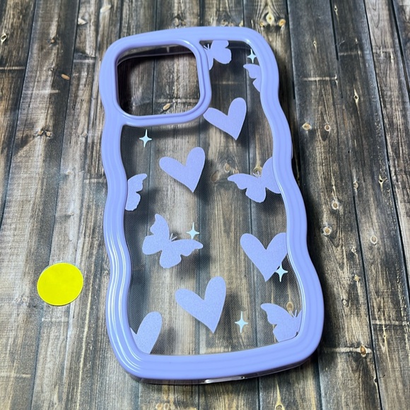 5for$10 Purple Scallop Transparent Heart Butterfly iPhone 13 Pro Phone Case NWT - Picture 1 of 4